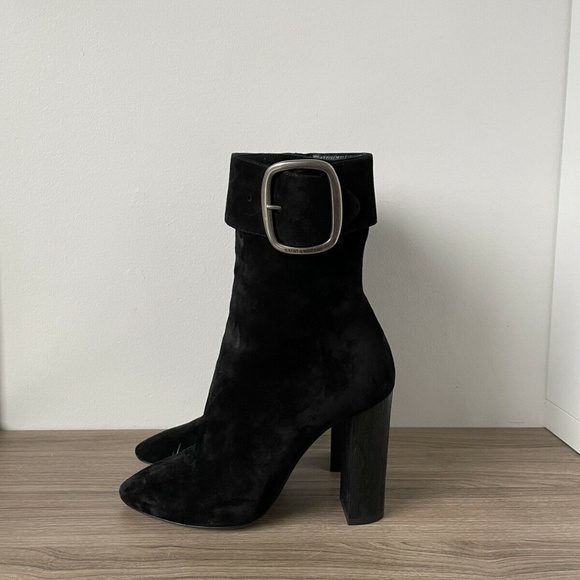 Saint Laurent YSL Boots Joplin Black Suede Leather - Picture 1 of 8